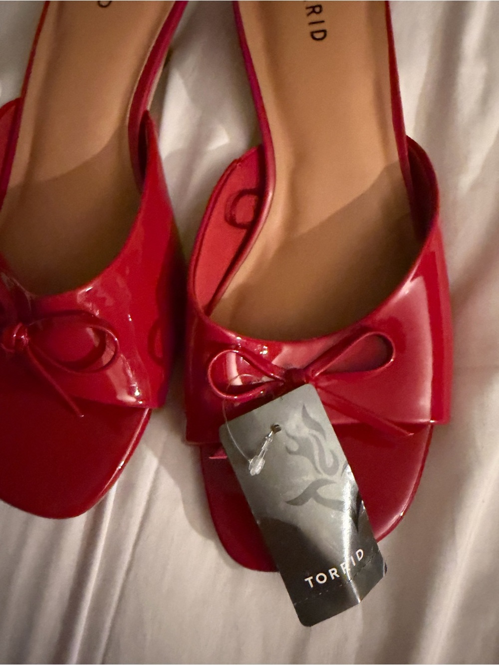 Torrid Red Patent Leather Bow Mule Heels - Size 11.5 WW NWT